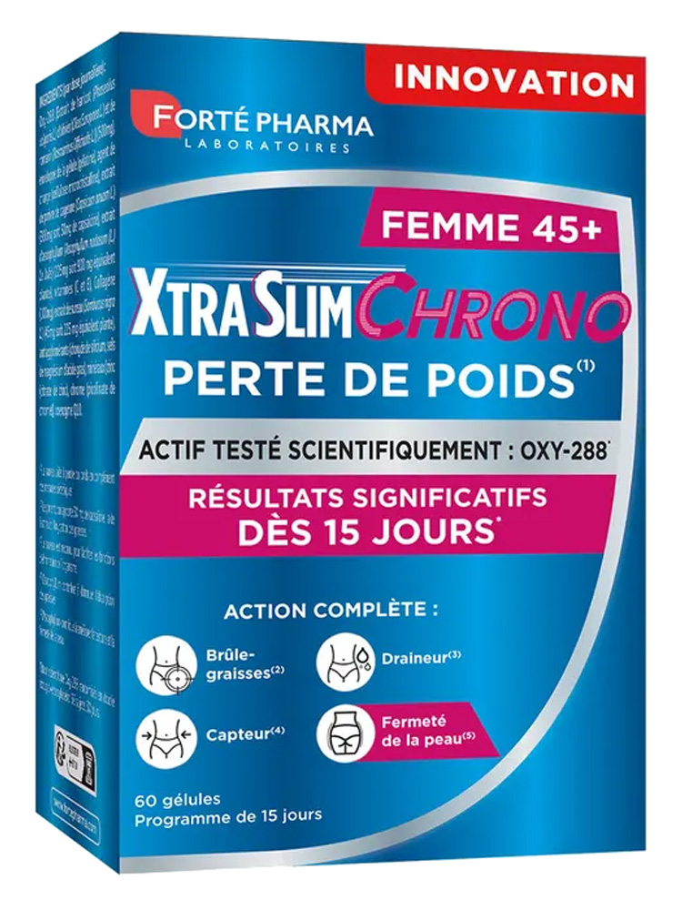 Forté Pharma Xtraslim Chrono - Femme 45 Ans et + - Perte de Poids - 60 Gélules (Programme de 15 Jours)